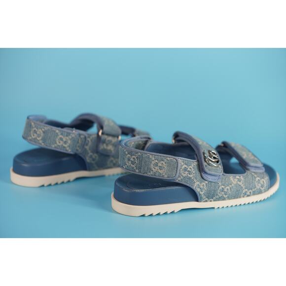 Gucci Moritz GG Open Toe Logo Dad Sandals SZ 36 NIB Denim $720 - Picture 7 of 12